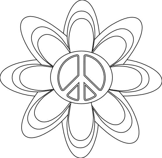 Peace Symbol Peace Sign Flower 144 Black White Line Art Tattoo ...