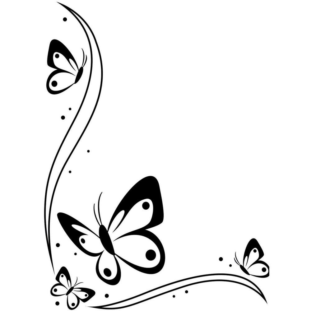 Butterfly page border - black and white