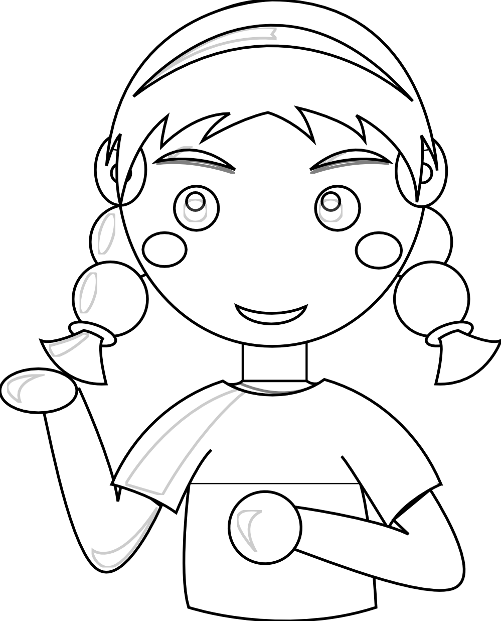 Clip Art: cute girl 2 coloring book colouring ... - ClipArt Best ...