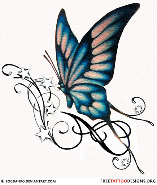 Swirl Butterfly Tattoo Design Element Royalty Free Vector ... - ClipArt ...