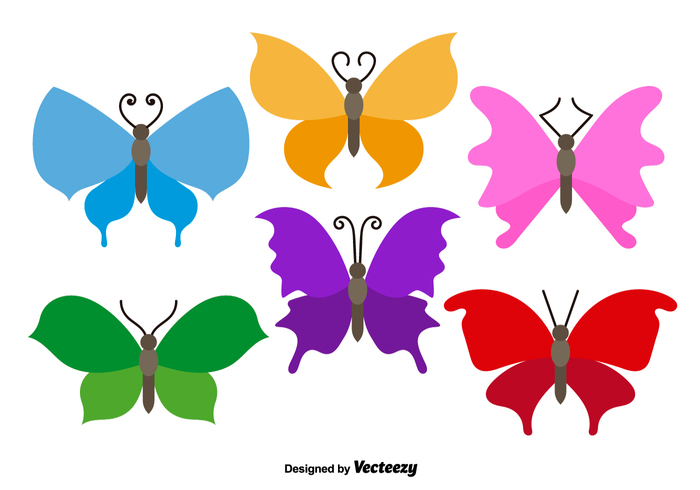 Colorful Flat Butterflies Vectors - Download Free Vector Art ...