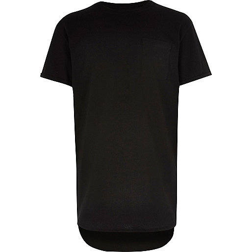 Boys black curved hem t-shirt - plain t-shirts - t-shirts / tanks ...